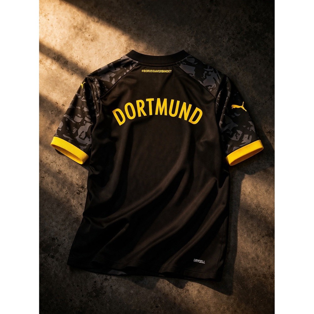 Puma Borussia Dortmund BVB 09 Black Away 2022-23 Soccer Jersey Sz M - Picture 1 of 7